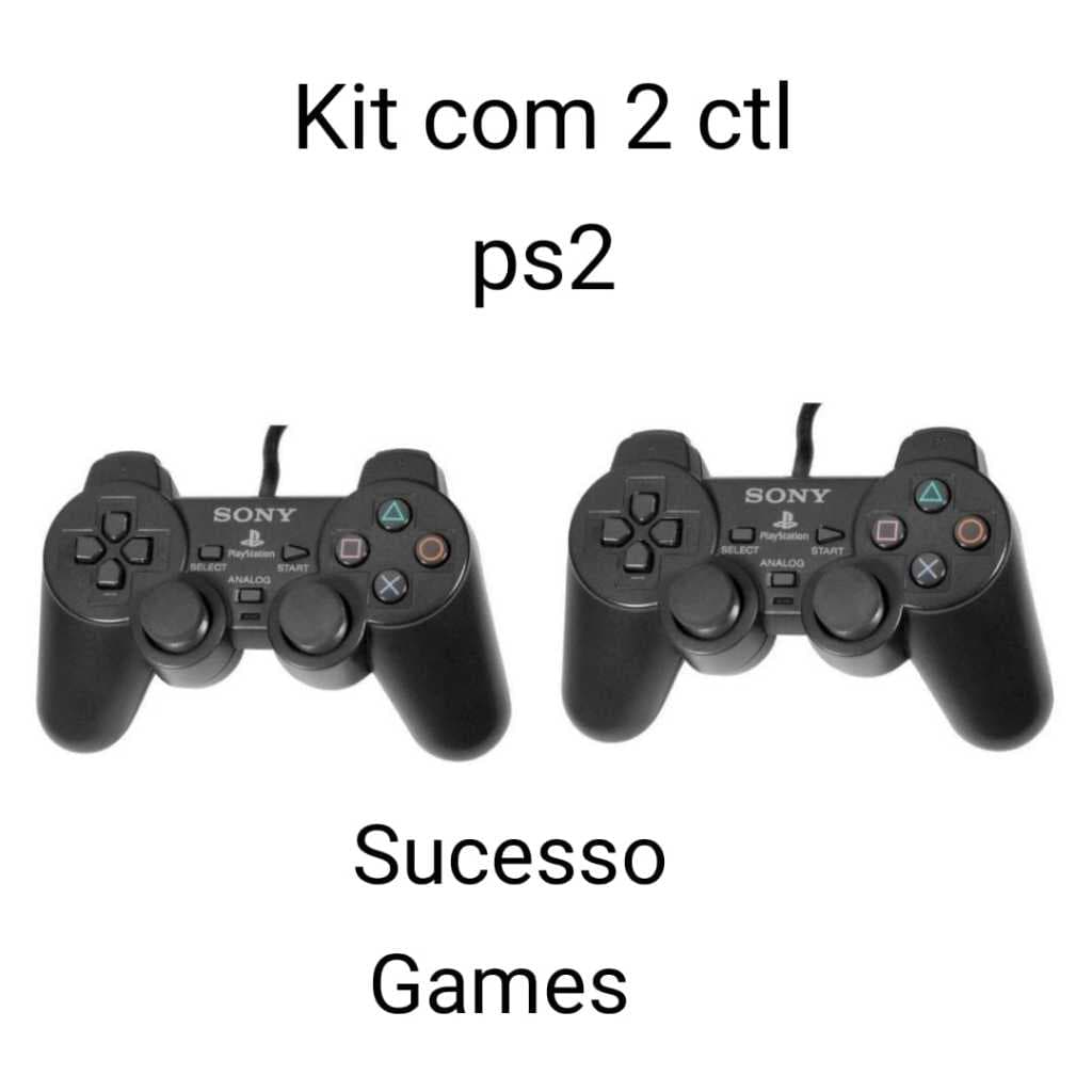 kit com 2 peças controle PS2 Playstation 2 com fio preto fosco analógico, envio imediato!