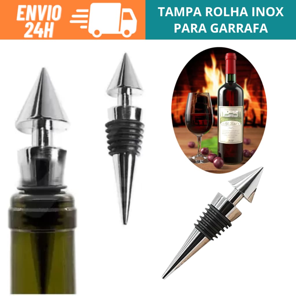 Tampa Rolha Inox Para Garrafa De Vinho Bebidas Conserva Aroma e Sabor Elegante