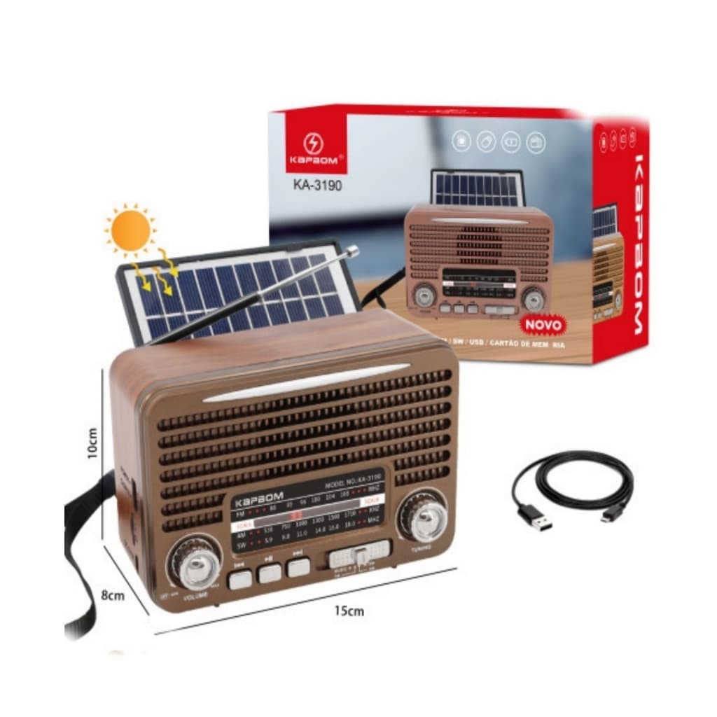 Rádio Portátil Kapbom Ka- Carregamento Por Placa Ka-3190
