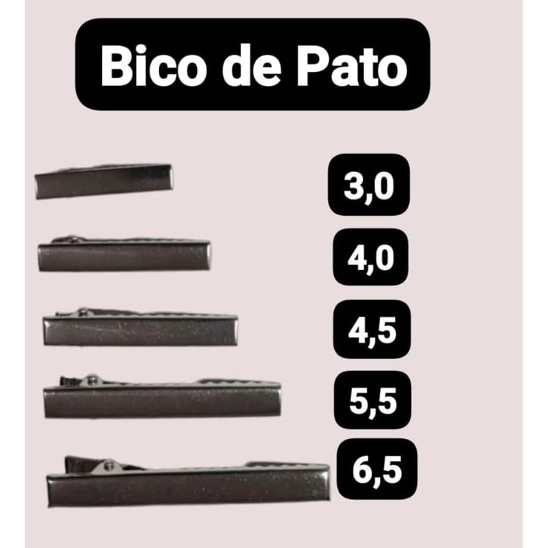 Bico de Pato Presilha Jacaré 3.0CM / 4.0CM / 4.5CM / 5.5 CM / 6.5 CM Até 100 Unidades