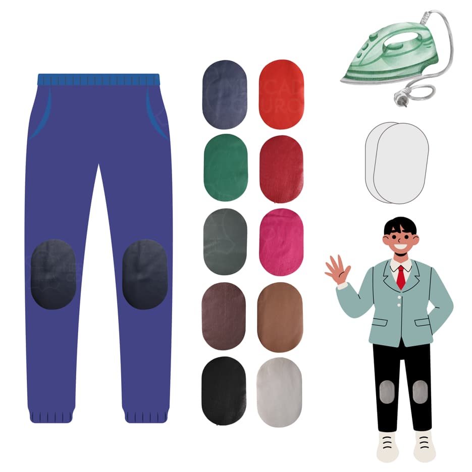3 Pares Joelheiras 100% Couro Termocolante Calça Infantil