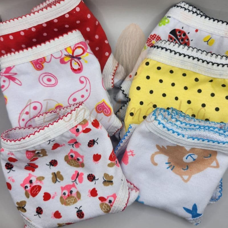 Kit Calcinha Infantil Menina com Forro Algodão Estampadas