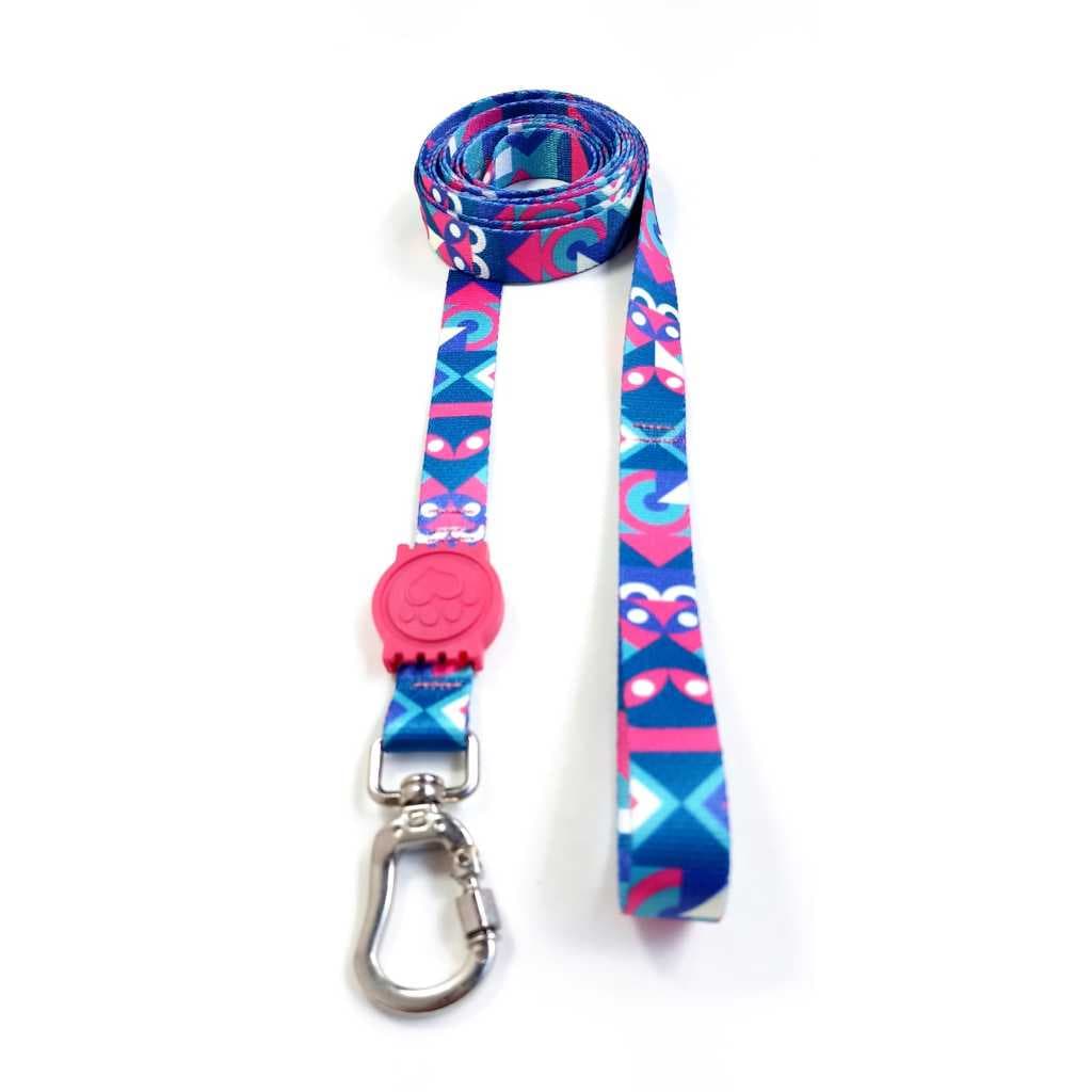 Guia longa para cachorro 3 metros - Rosa com Figuras Azul