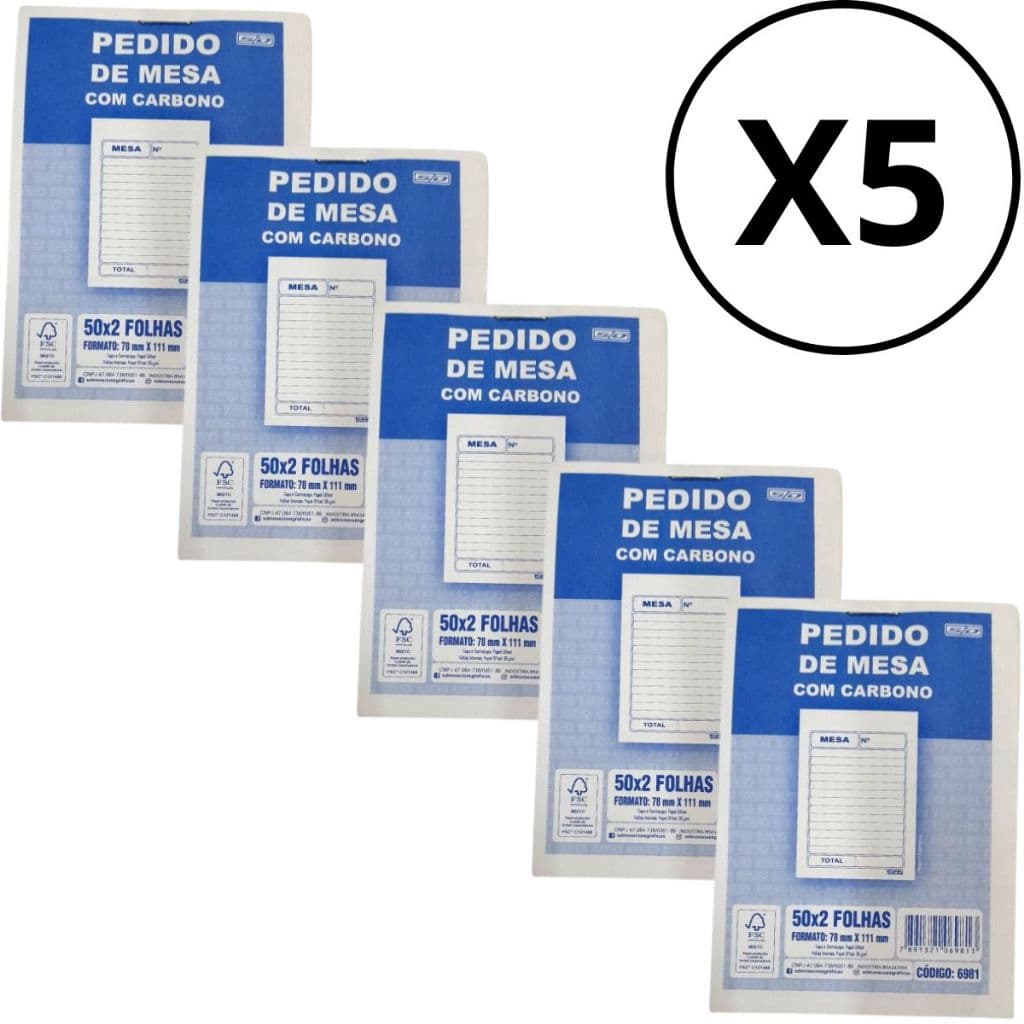 Pedido de Mesa Com Carbono 50x2 Pequeno 78mm x 111mm