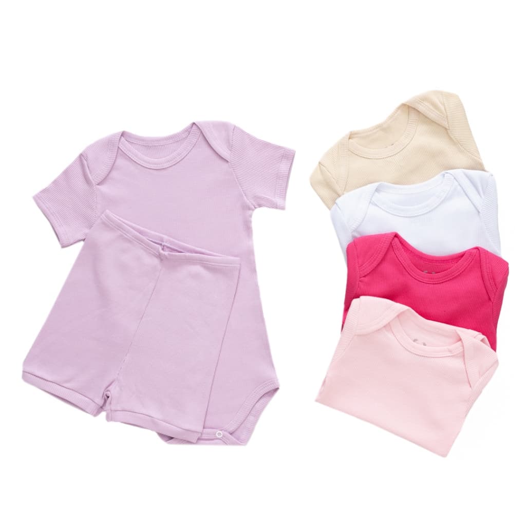 Kit 5 Conjunto Body Canelado Pagão Manga Curta