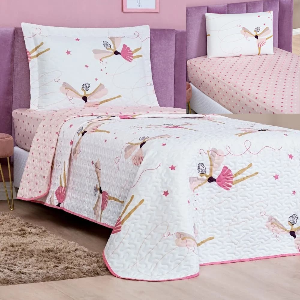 Kit De Cama 4 Peças Infantil Menina Cobre Leito Matelado Dupla Face Conjunto Lençol Juvenil Cama Posta Solteiro