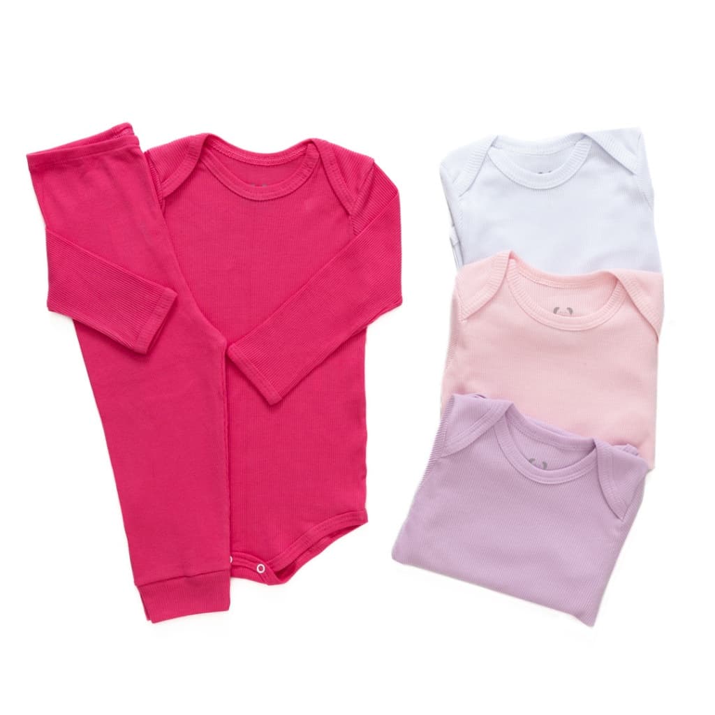 Kit 4 Conjuntos Body Canelado Pagão Menina