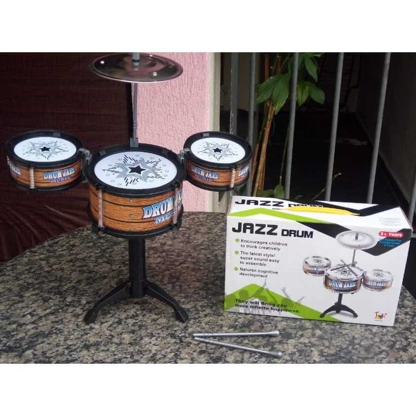 Mini Bateria Infantil Tambor Baquetas 3 Pçs