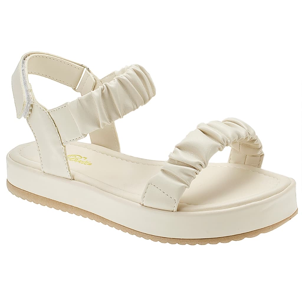 Sandália Feminina Papete Plataforma Plana Confortável Tiras Sanfonada Moda Tendencia Verão Casual