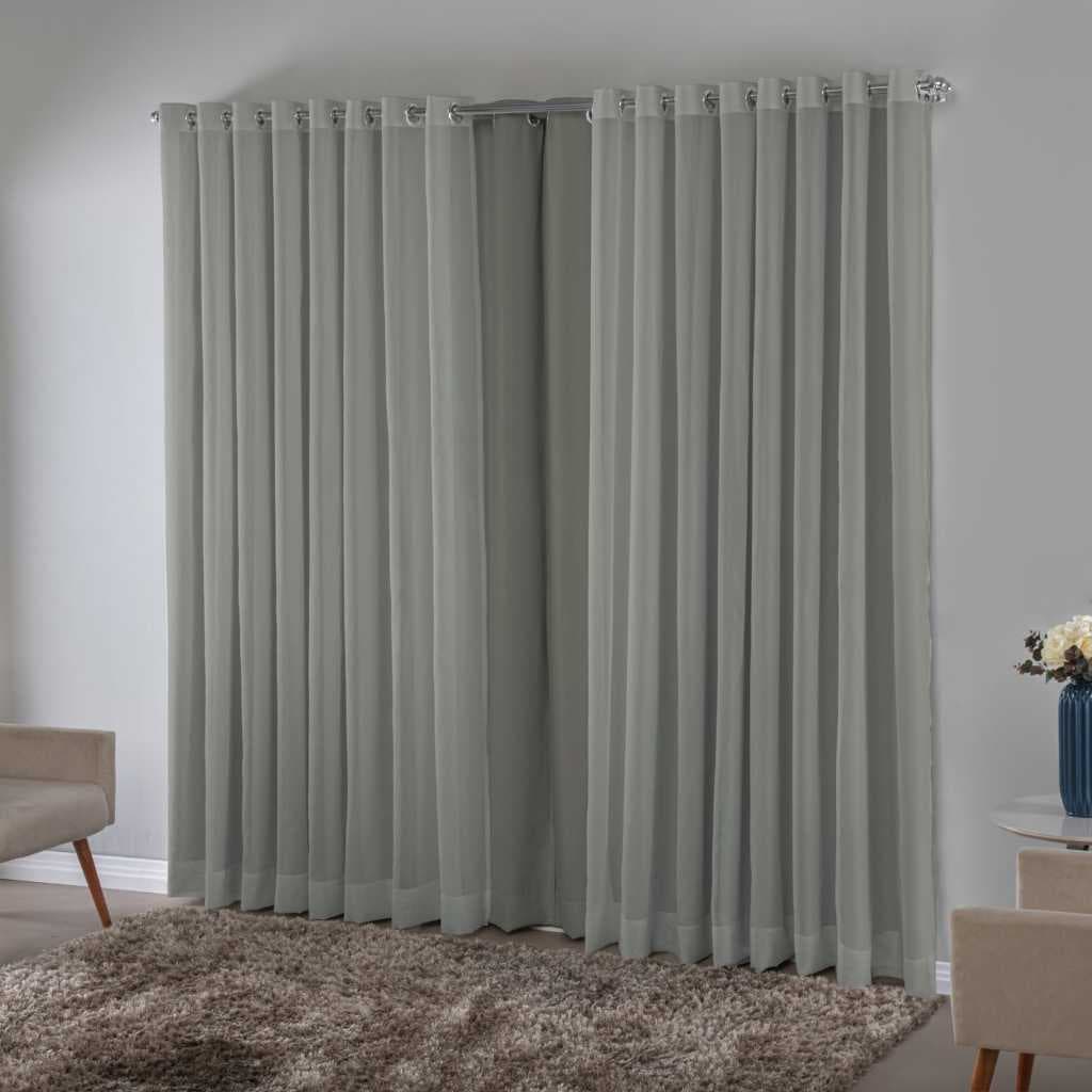 Cortina Blackout Com Voil Em Tecido 3.00x2.30 Para Varão Duplo.