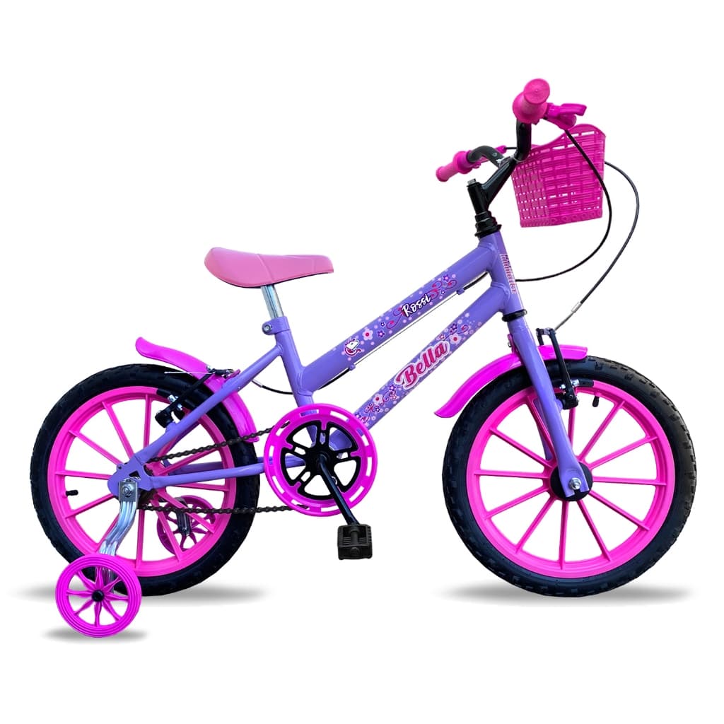 Bicicleta infantil Meninas Aro 16 Feminina Bella Bikes Com Rodinha e Cestinha