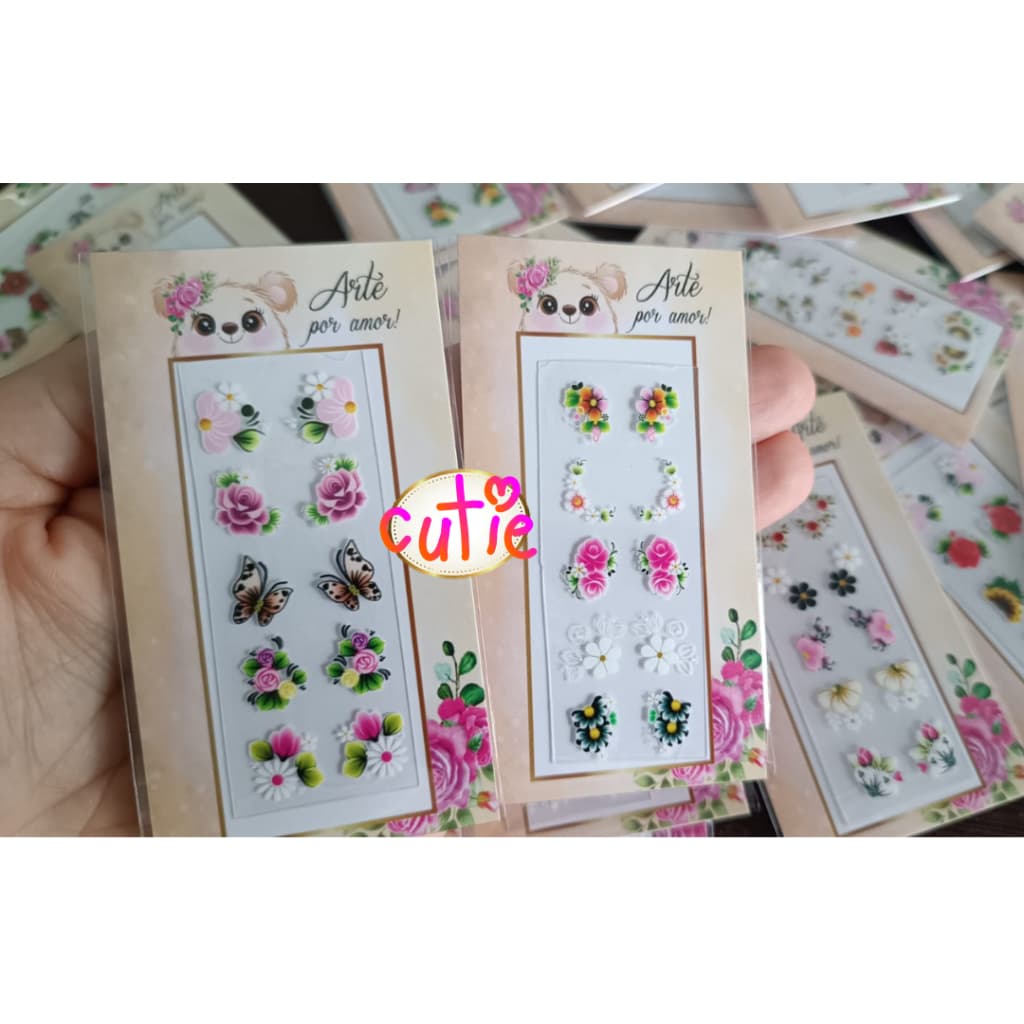 200 Adesivos para Unhas 3D (20 cartelas)