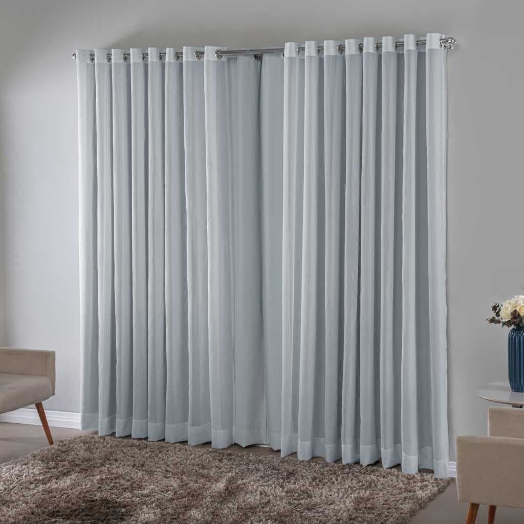 Cortina Blackout C/ Voil Em Tecido 4.00x2.70 Para Varão Duplo.