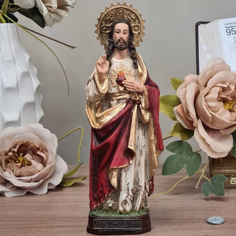 Imagem Sagrado Coração De Jesus Barroco 20 Cm Resina