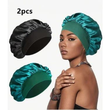 Touca de cetim 2 peças Touca de cabelo cetim Cacheadas Crespo Liso Cabelo Entrelace Tranças