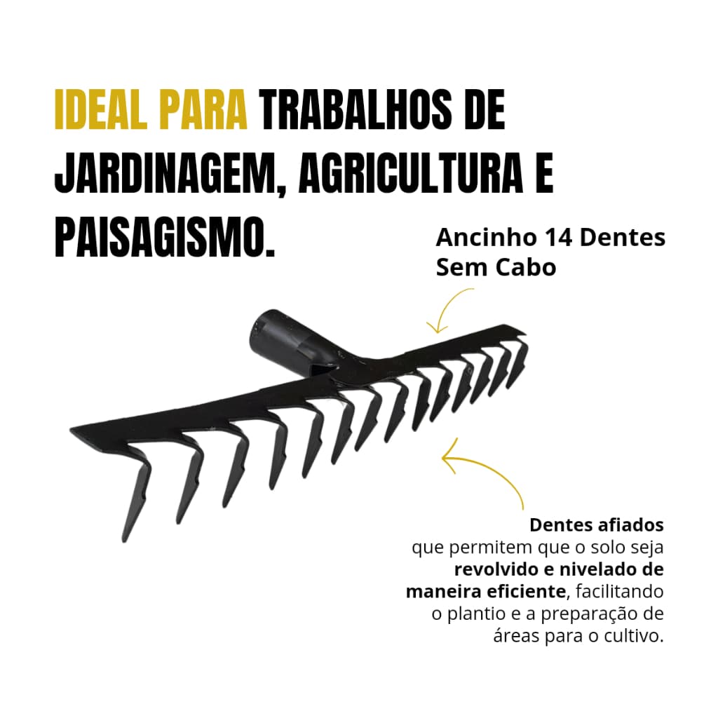 Ancinho Rastelo 14 Dentes Sem Cabo Forjado TARZA