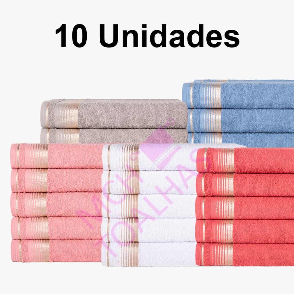Kit 10 Toalhas de Rosto Felpuda Berlim 45cm x 70cm - Loja Mch Toalhas
