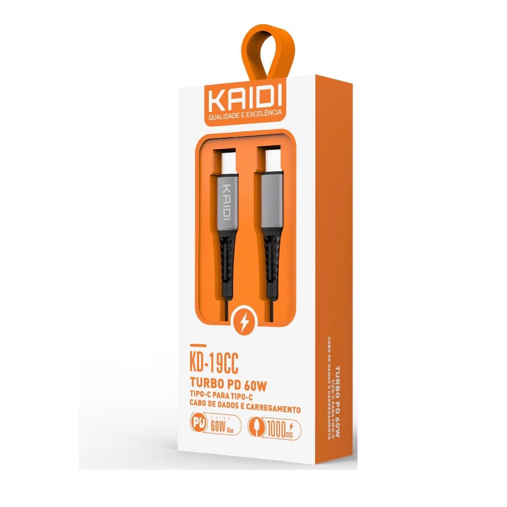 Cabo De  Dados Turbo PD 60W TIPO-C para TIPO-C KAIDI KD 19CC Original