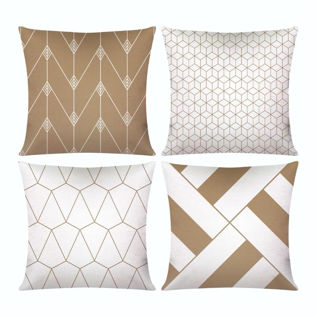 Kit c/ 04 Capas de Almofada Decorativas Modern Print 45x45 - Geométrica Nude