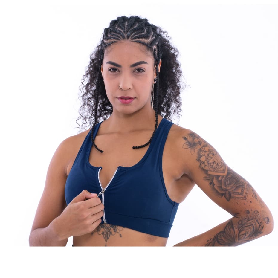Top  Com Zíper E Bojo Removível Fitness Feminino P, M, G, GG