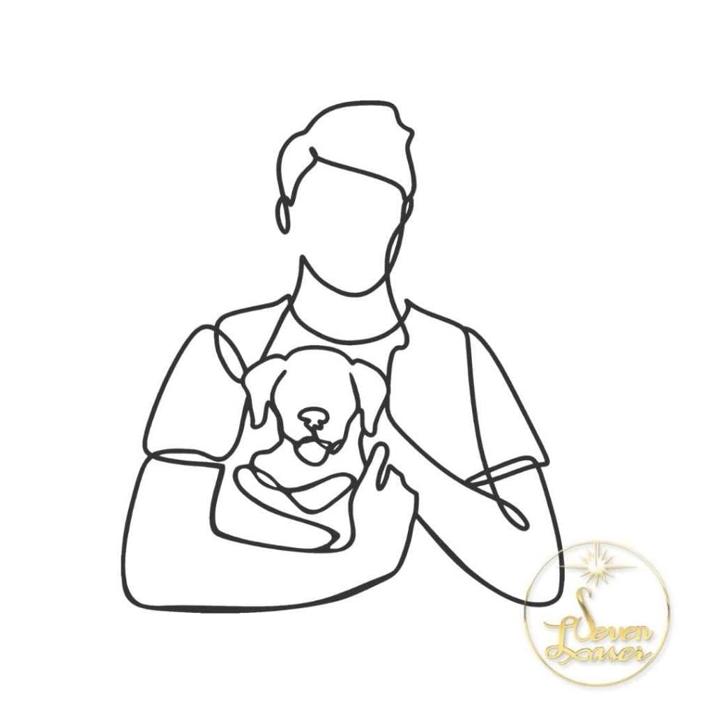 Quadro Decoração Homem e Dog Cachorro Aplique De Parede Vazado Fine Line Delicados  Mdf 3mm