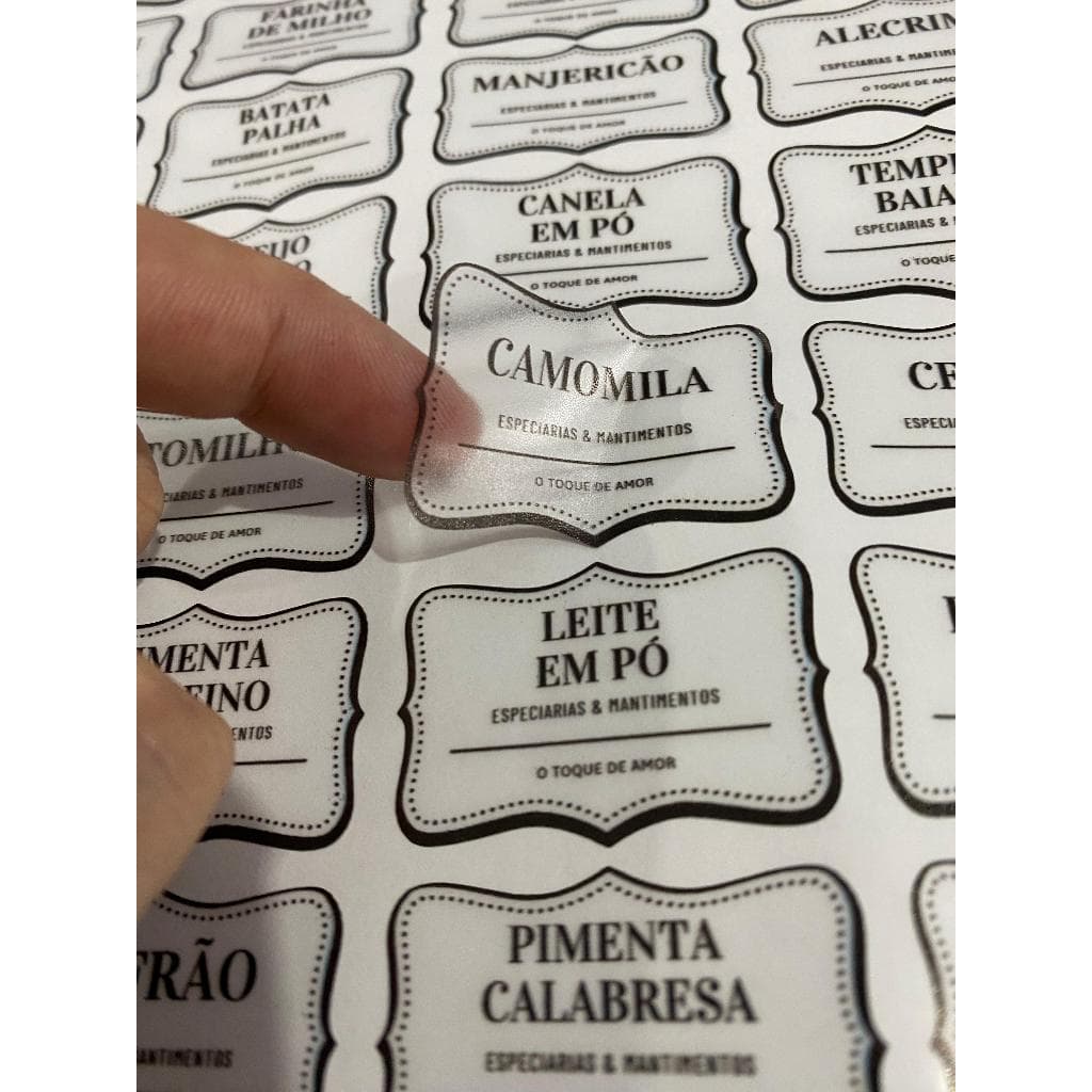 50 Adesivos Vinil Transparente para Potes Organizadores Temperos Mantimentos Organizador kit cozinha