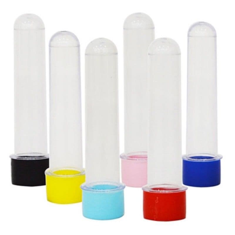 10 Tubete 13 cm Acrílico Lembrancinhas Decoração Para Personalizar Diversas Cores De Tampas