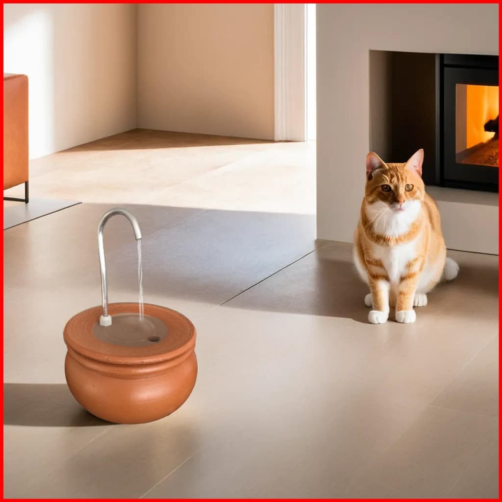 Fonte bebedouro Gato ceramica sustentável agua fresca