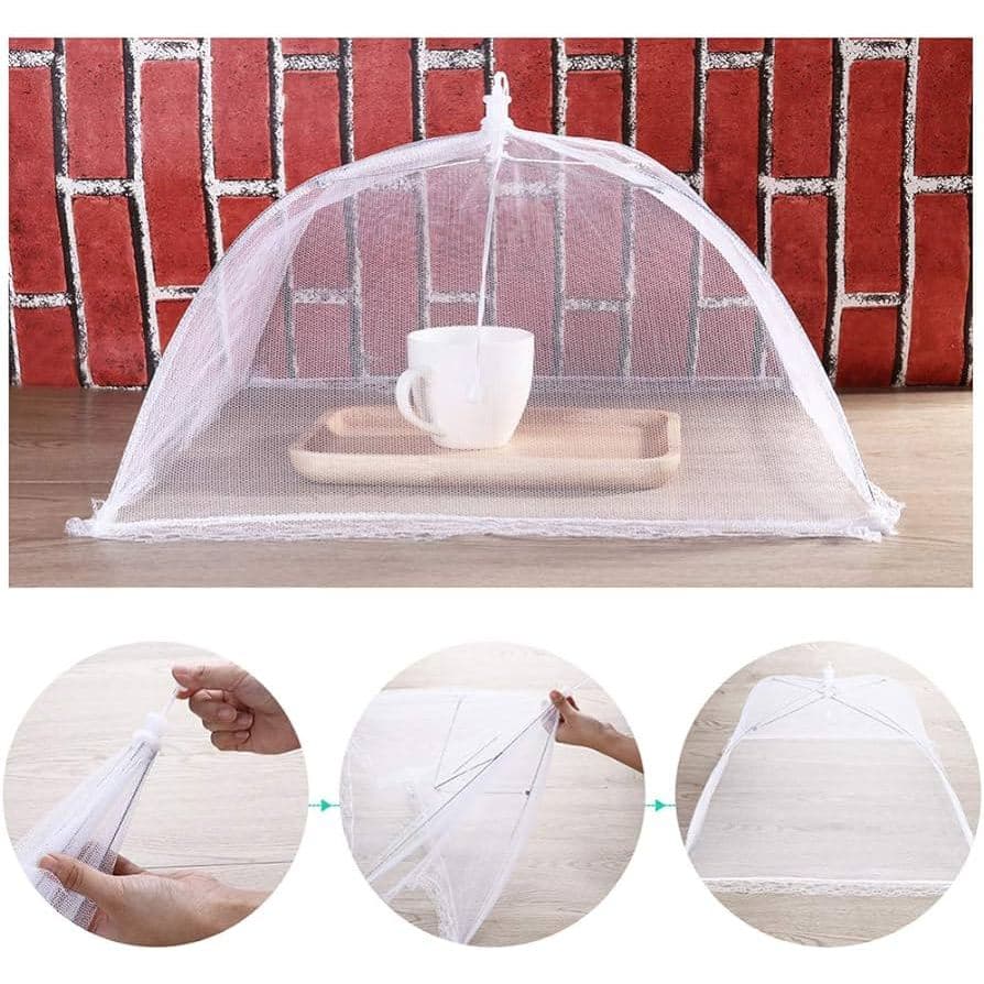 Tampa Protetora Para Alimentos Modelo Guarda Chuva 35CM  Cobertura de refeição anti-mosquito, Rede de renda portátil
