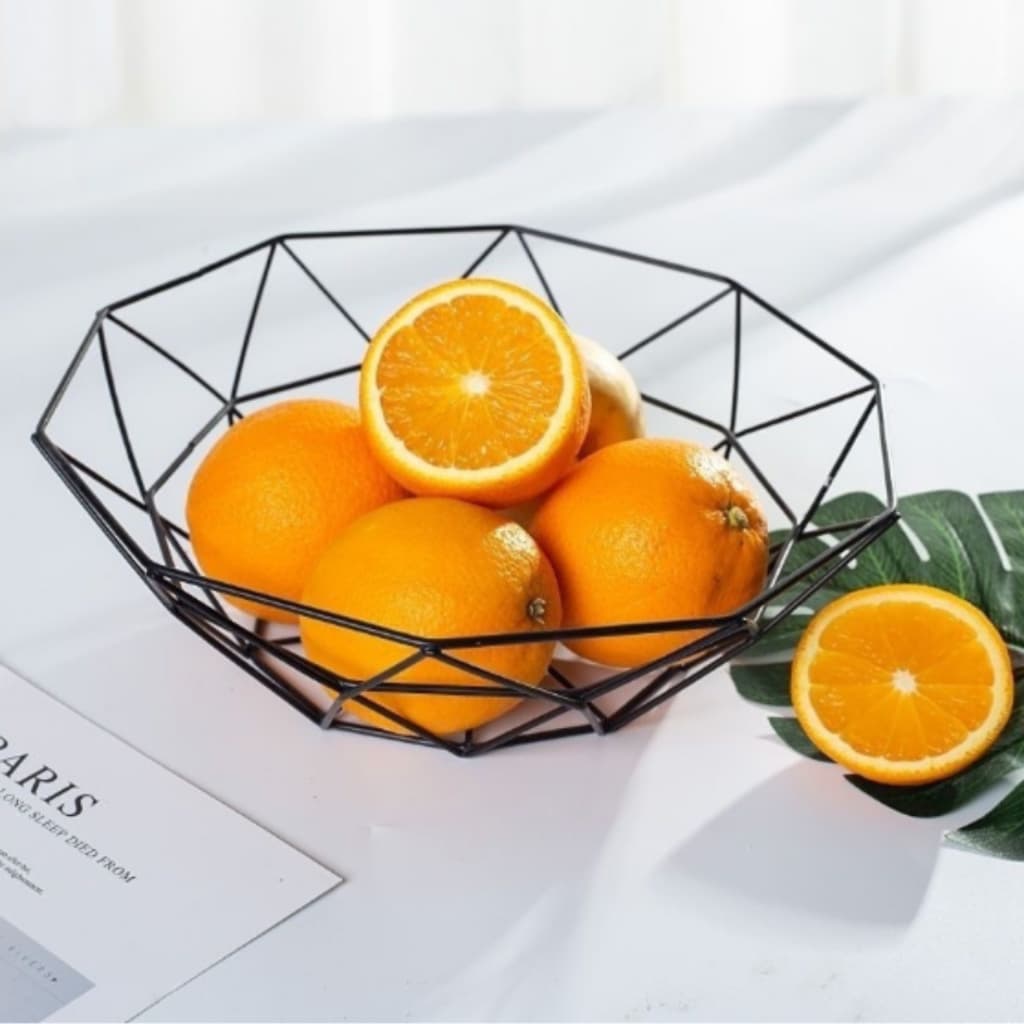 Cesta Fruteira Aramada Modelo Com Acabamento Preto