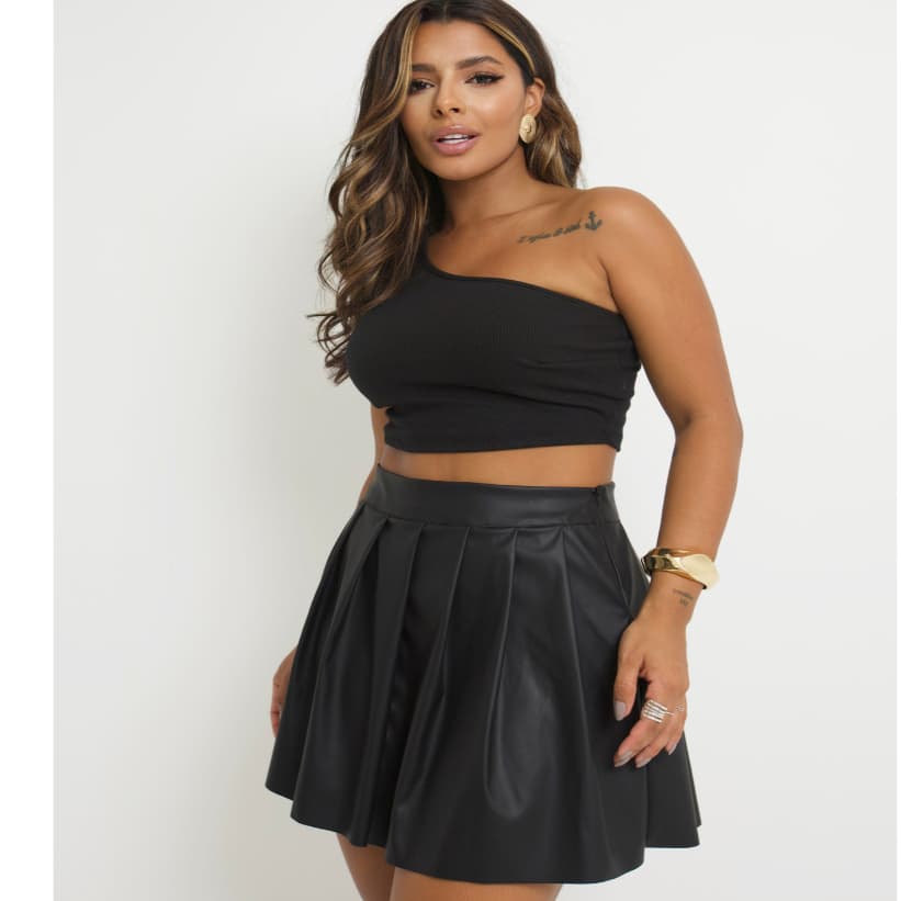 Saia Feminina Couro Sirre Moda Outono Inverno