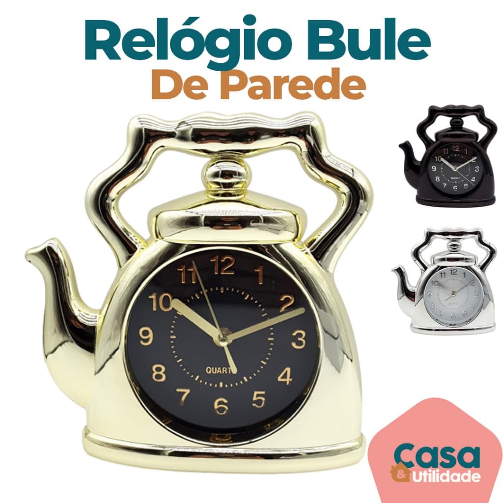Relógio De Parede Sala Cozinha Analógico Silencioso Bule Xicara Ideal Cafés Bares Restaurantes