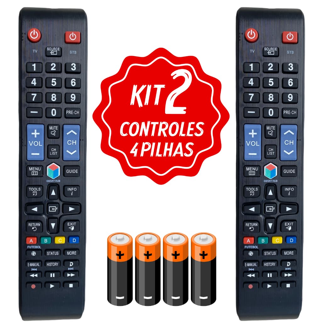 Kit 2 Controle Remoto Samsung Smart Tv Led 3D tecla Futebol