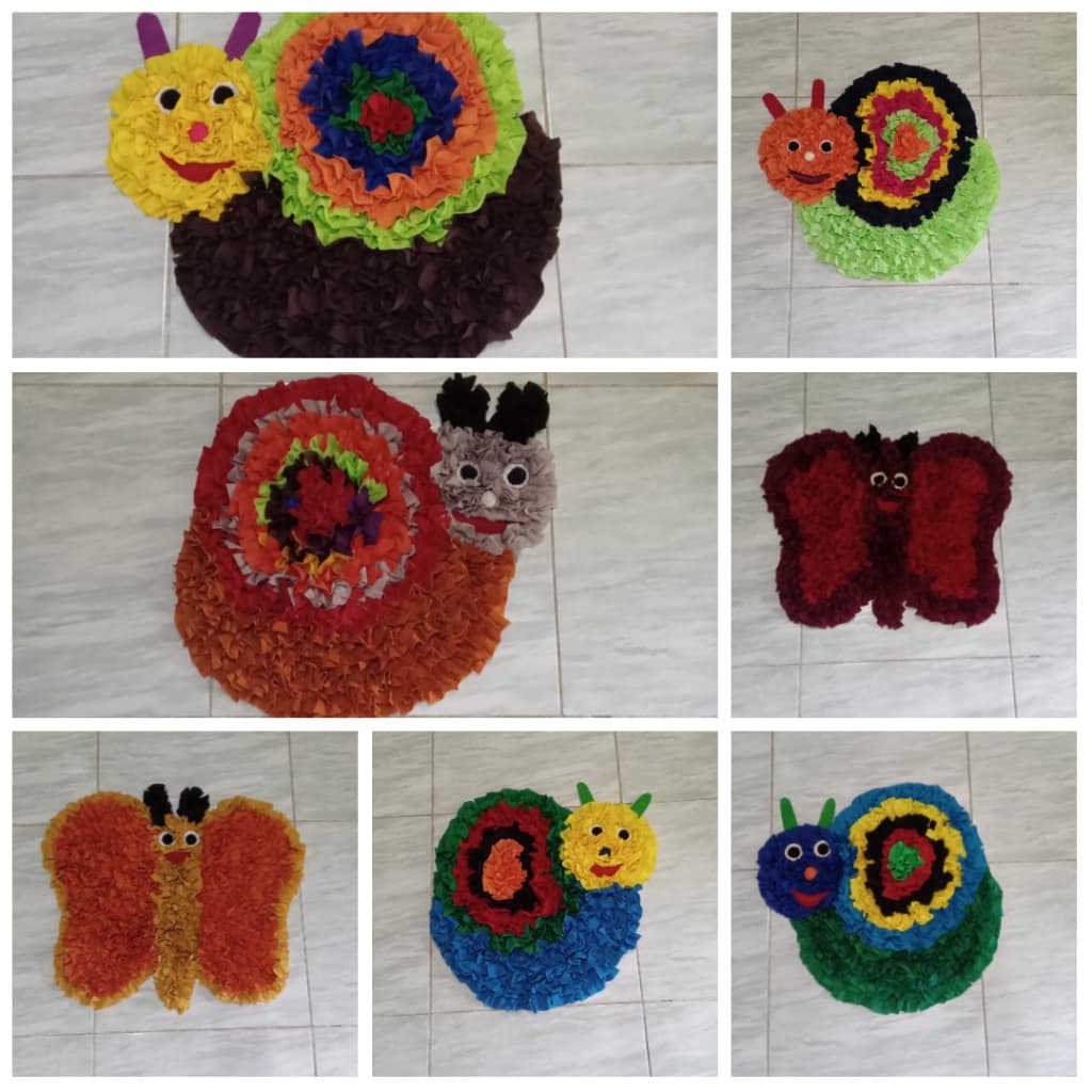 Tapetes artesanais frufru personalizados caracol e borboletas para porta, quarto e banheiro