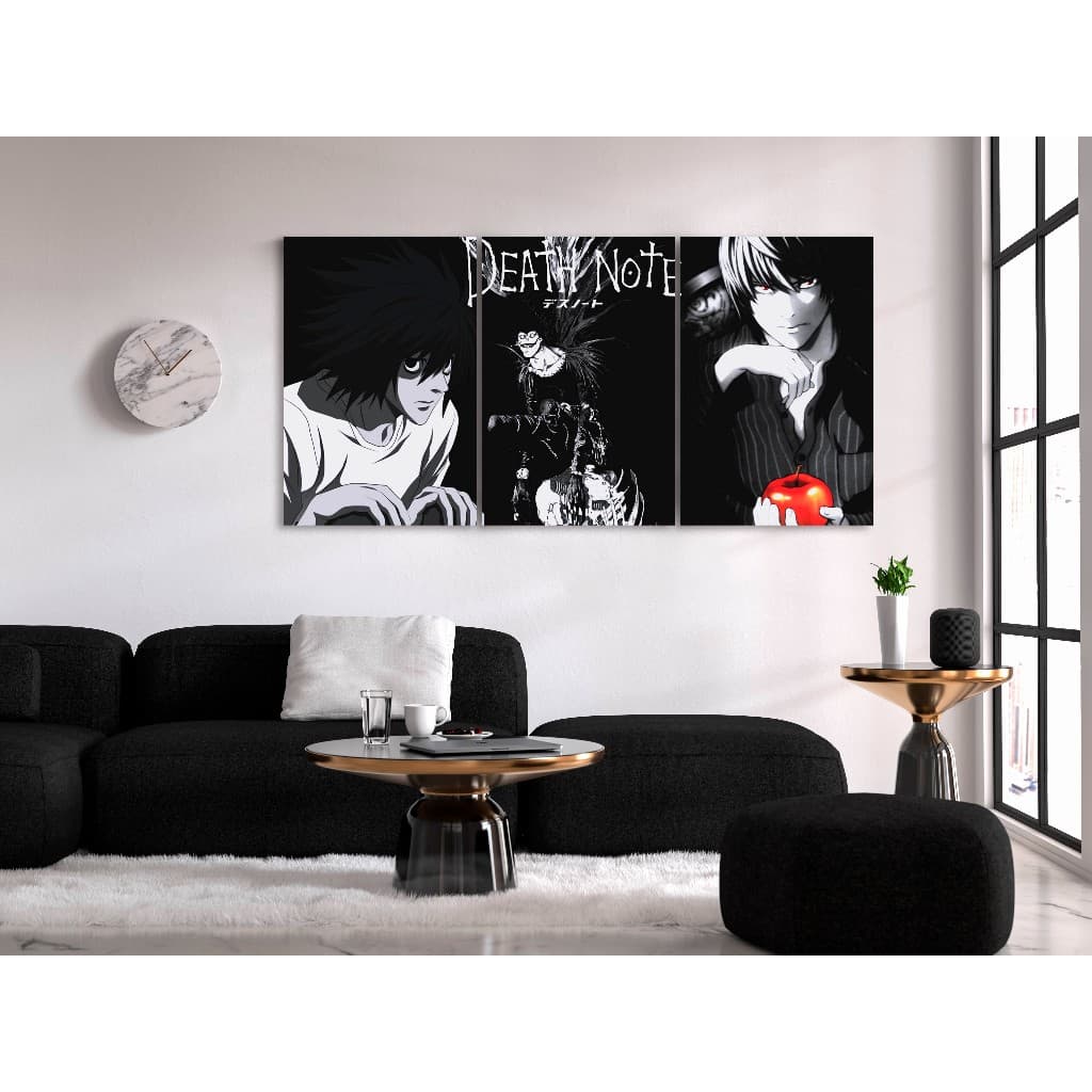 Quadros decorativos 3 peças Death Note LINDO pra sua casa 50x70