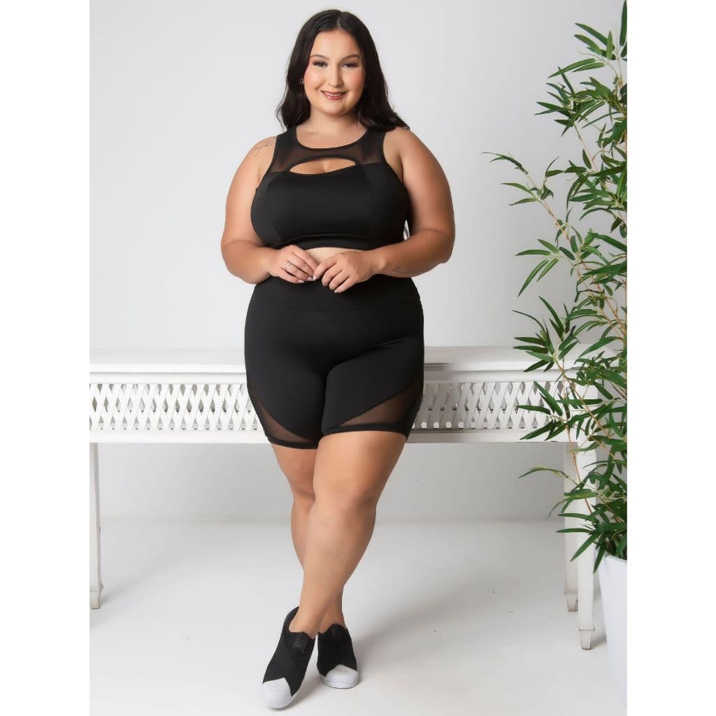 Conjunto Plus Size Detalhe em Tule ( Bermuda + Top) 11062/11063