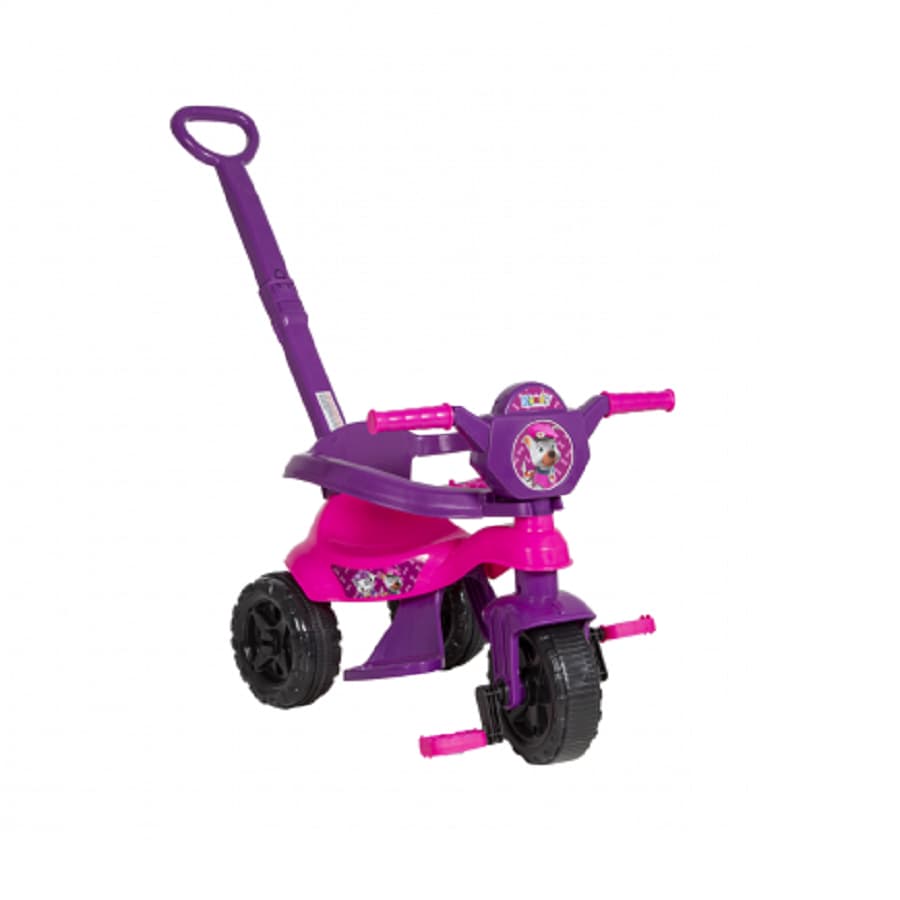 Motoca Triciclo Infantil Com Pedal, Apoio p/ Pés, Empurrador e Protetor Carrinho de Passeio Velotrol MotoquinhaTico-Tico