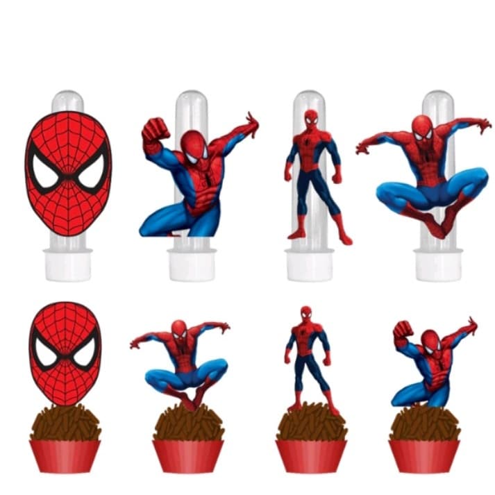 Apliques Tags para Tubete - Tema Homem Aranha 20/40/60/80/100