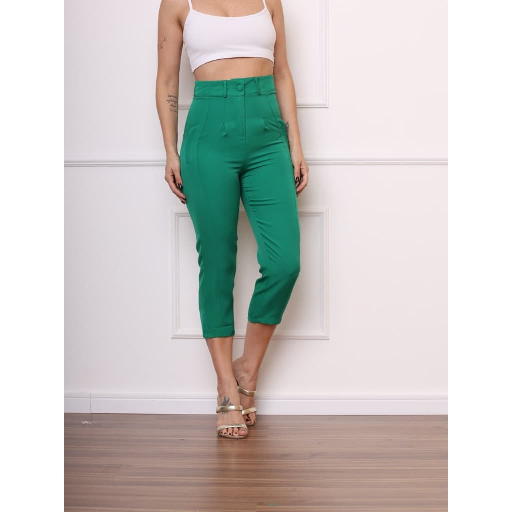 Calça pantacourt alfaiataria sem bolso feminino