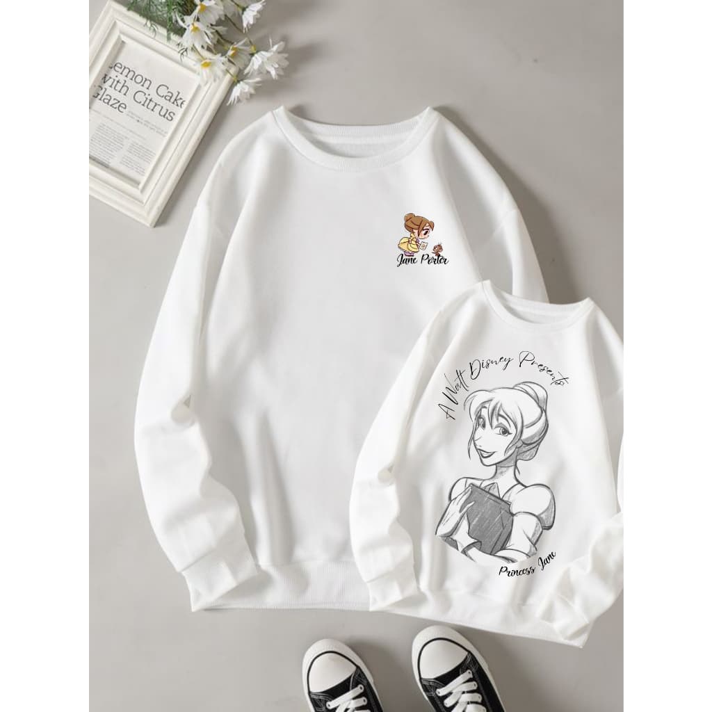 Moletom Gola Redondo Algodão Careca Basico Sem Bolso Blusa de Frio Sem Capuz Princesas Disney Guerreiras