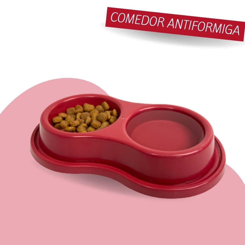 Comedouro Bebedouro Pet Duplo Cães e Gatos Antiformiga Grande 400ml