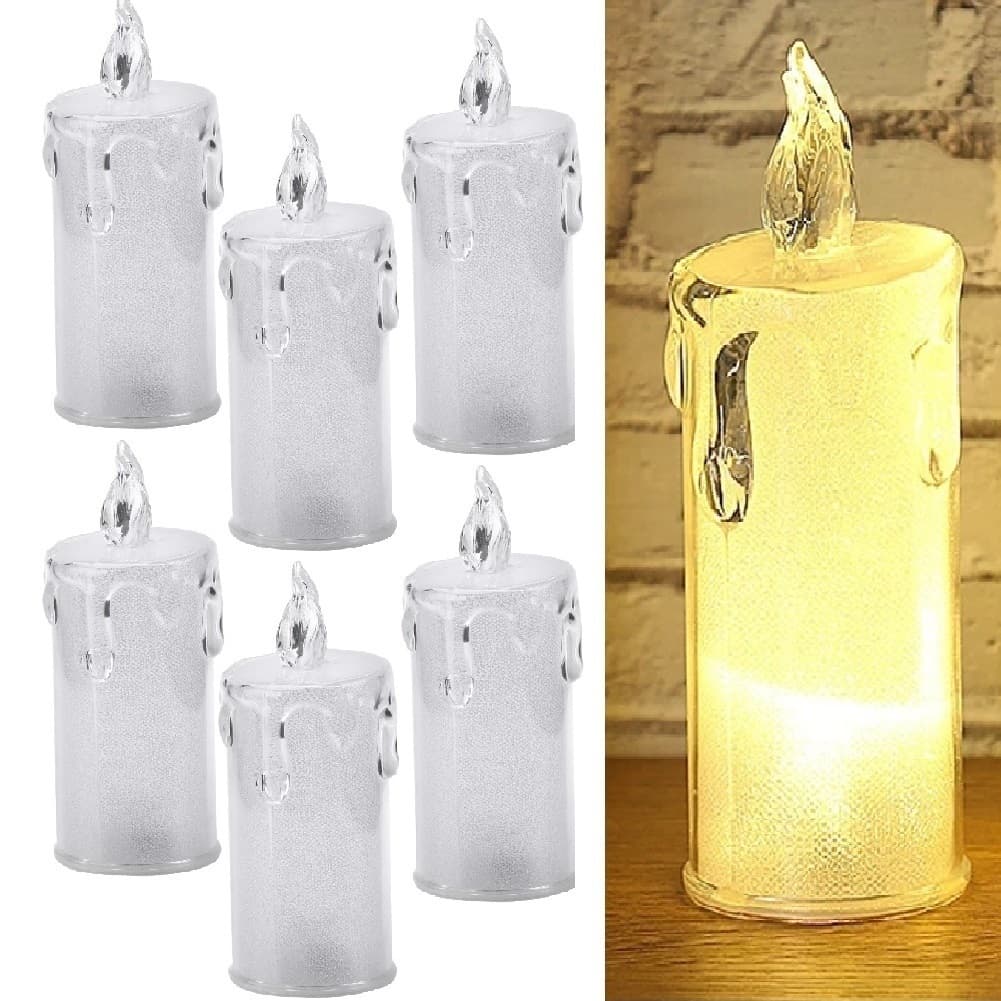 Kit 6 Velas Led colorida Luz Eletrônica Decorativa 8cm e 5 cm