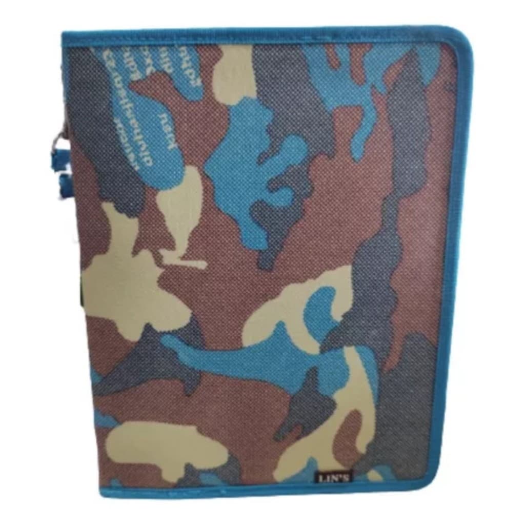 Fichário Caderno Escolar Argola Divisória Camuflado Exército