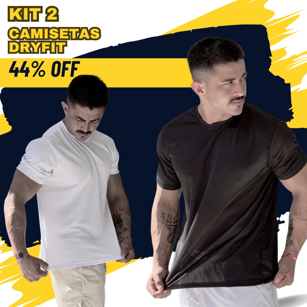 Kit 2 Camisetas Masculinas Dryfit Corrida e Academia