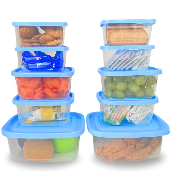 Kit 10 Potes Plásticos Vasilha Marmita Com Tampa Geladeira organizador de alimentos bonito práticos