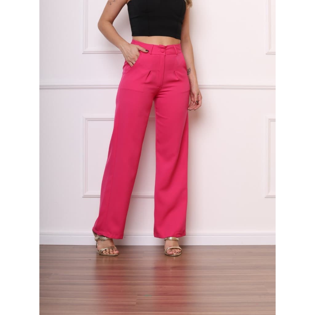 Calça pantalona alfaiataria bolso lateral feminino novo