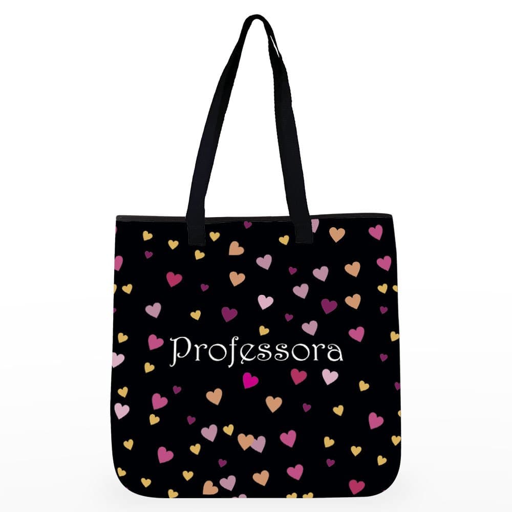 Bolsa Tiracolo em Neoprene Alça de Ombro Professora Corações