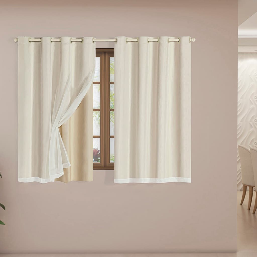 Cortina Blackout PVC com Tecido Voil Quarto 2,00 m x 1,40 m  Janela Blecaute Sala