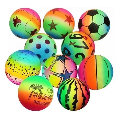 100un Bola Colorida Vinil Dente De Leite Cor Sortida Futebol, Praia, Festa e Decoração C/ Inmetro