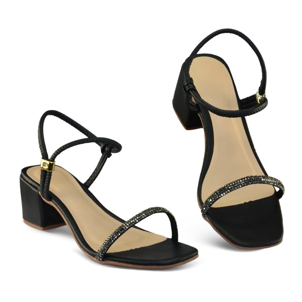 Sandalia Salto Bloco Cores Tendecia Moda